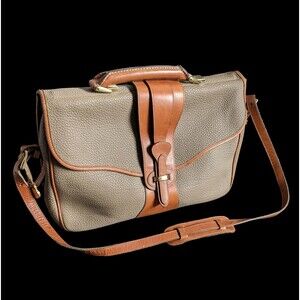 VTG Dooney Bourke All Weather Pebbled Leather Tan Messenger Laptop Bag